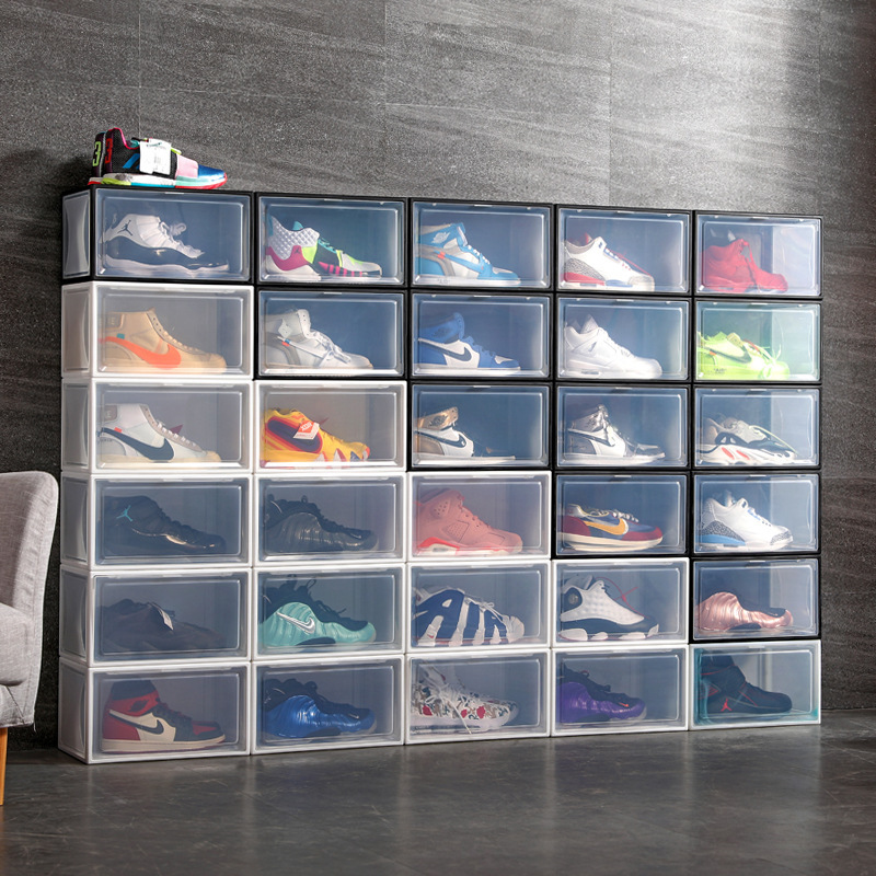 2021 Household Shoes Storage Box Clear Magnetic Side Open Storage Shoe Boxes Stackable Foldable Sneaker Organization Containers, As photo 
2021 Household Shoes Storage Box Clear Magnetic Side Open Storage Shoe Boxes Stackable Foldable Sneaker Organization Containers, As photo