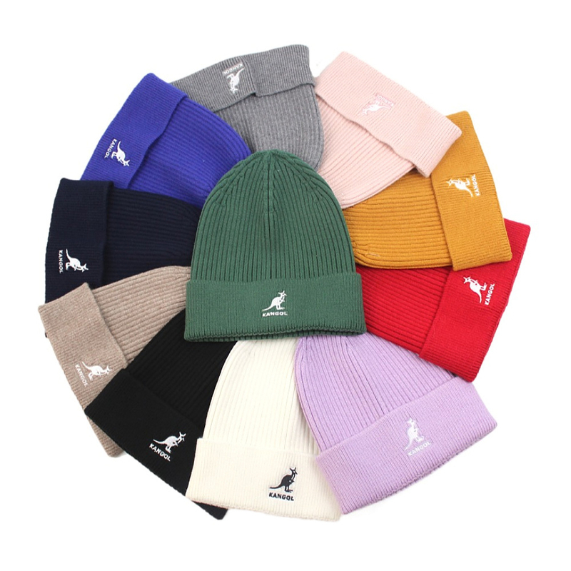 Kangaroo Kangol women&#039;s knitted autumn winter solid color wild warm wool hat men&#039;s Ski maks Digner Hat от DHgate WW