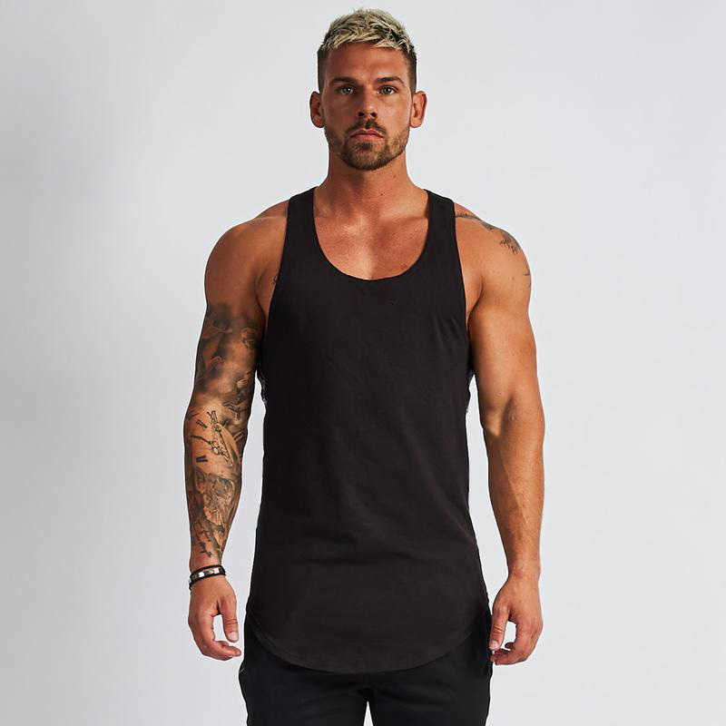 Plain Cotton Bodybuilding Sleeveless Shirts Gym Tank Top Men Fitness Tops Mens Singlets Street Workout Vest Clothes 210623