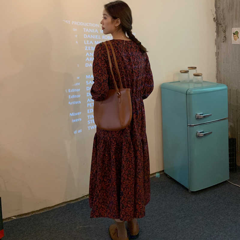 LY VAREY LIN Spring Women Elegant V-neck Long Sleeve Dress Full Elastic Waist Floral Vestidos 210526