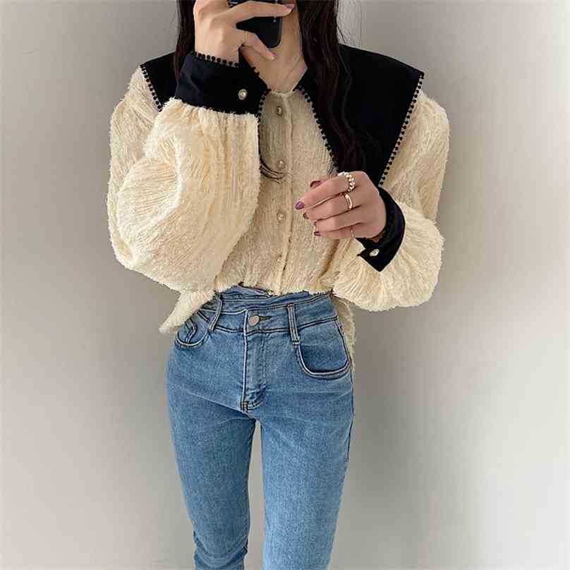 Spring Chic Women Tassel Shirts Retro Solid Patchwork Peter Pan Collar Elegance All Match Female High Street Blouses 210525, Apricot
Spring Chic Women Tassel Shirts Retro Solid Patchwork Peter Pan Collar Elegance All Match Female High Street Blouses 210525, Apricot