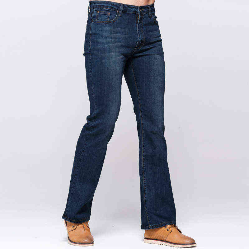 GRG Mens Slim Boot Cut Jeans Classic Stretch Denim Slightly Flare Deep Blue Fashion Trousers 211111