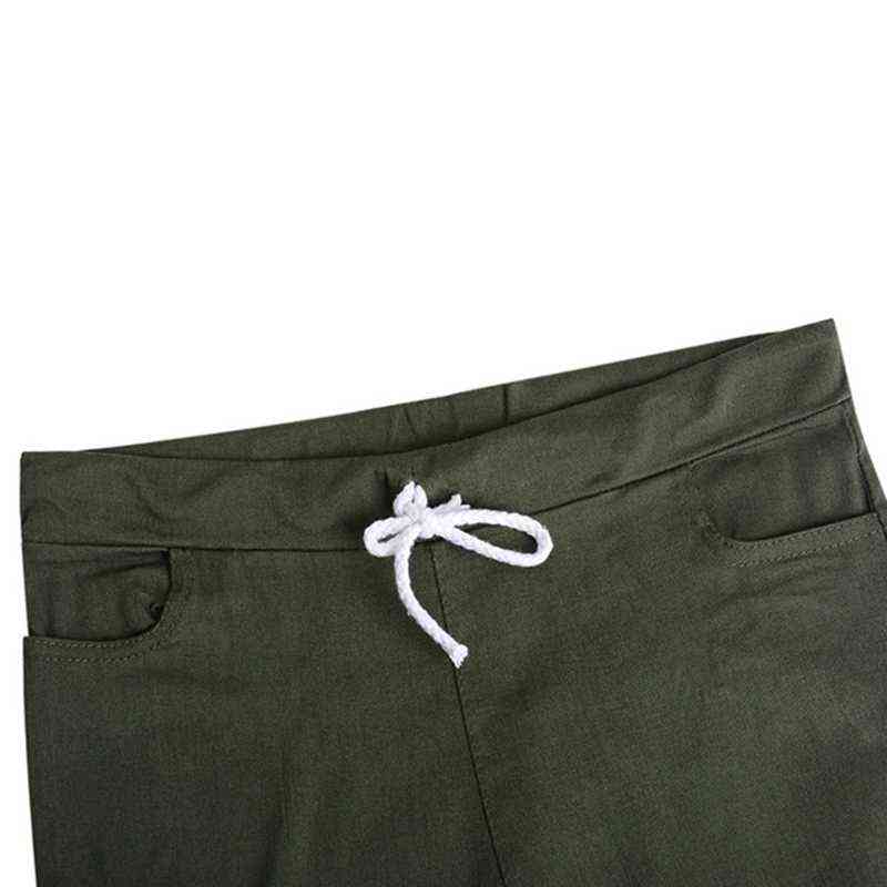 Ogilvy Mather Spring Lace Up Waist Casual Women Pants Solid Pencil MultiPockets Straight Slim Fit Trousers S2XL 211124Z