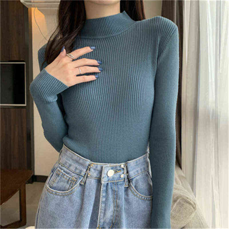 Spring Autumn Turtleneck Pullovers Sweaters Basic Women Long Sleeve Korean Slim Sweaters Casual Jumper Female Knitted Top 211109