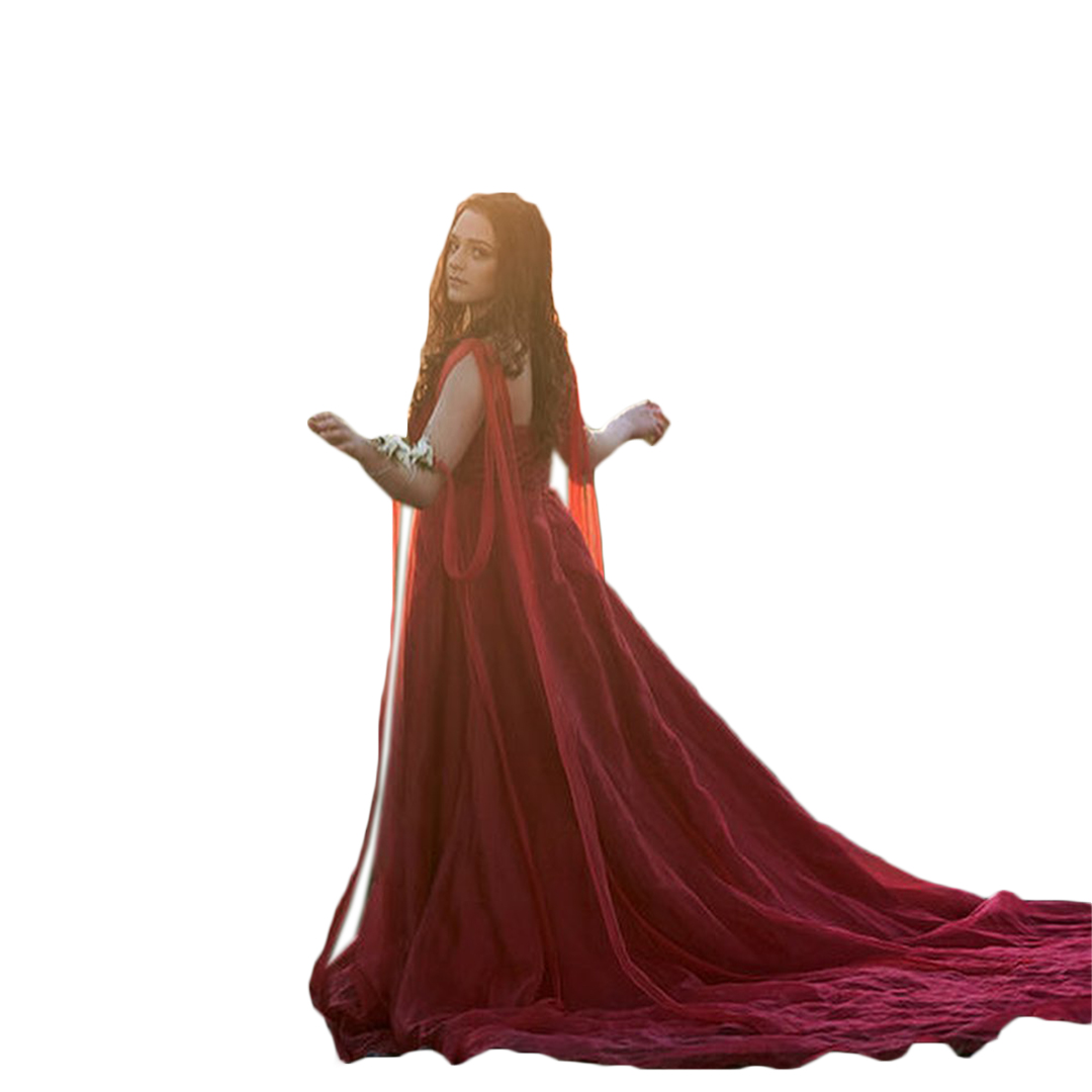 2021 Beauty Red Plus Size Pregnant Ladies A Line Sleepwear Dress Tulle Nightgowns For Photoshoot Lingerie Bathrobe Nightwear Baby Shower