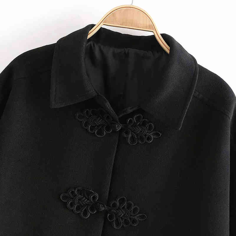 Fashion Windbreaker Jacket Elegant Chinese Style Loose Solid Color Long-Sleeved Female Winter 210521