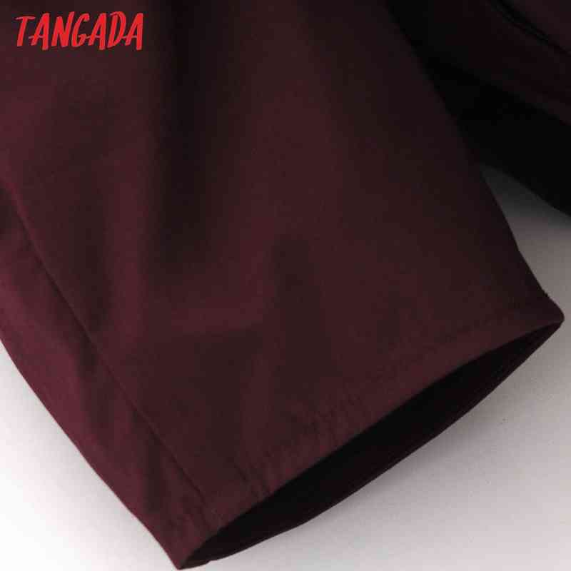 Women Retro Wine Red Ruffles Crop Bow Short Sleeve Summer Chic Female Shirt Tops 3W138 210416