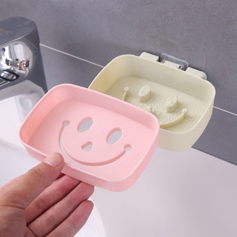 Soap Box Wall Mounted Sticky Soap Dish Tray Holder Soap Savers Case Container For Shower Gym School Bathroom Storage