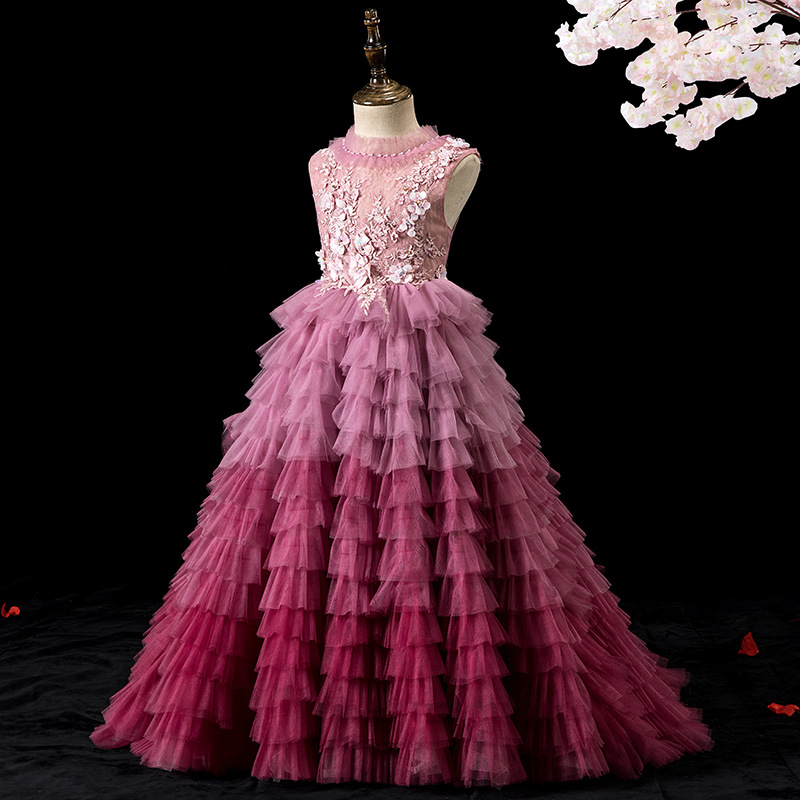 Custom-made Cheap Flower Girls Dresses with Beautiful Jewel Neckline Tulle Pretty Big Bowknot Back Little Baby Pageant Gowns for Girls 2021