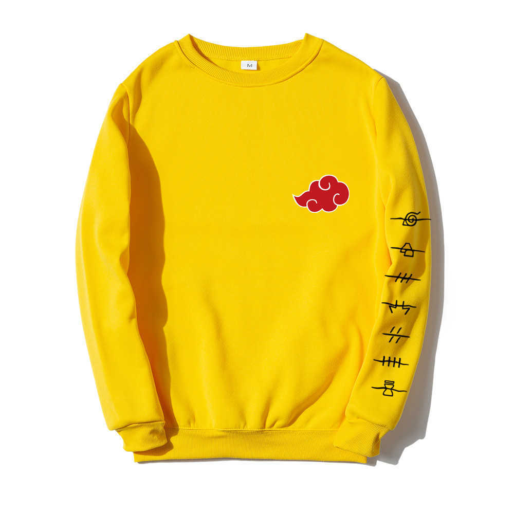Anime Akatsuki Cloud Symbols Print Men Hoodies Sweatshirt Streetwear Casual Crewneck Pullover Men Women Oversized Sweatshirt Y0804