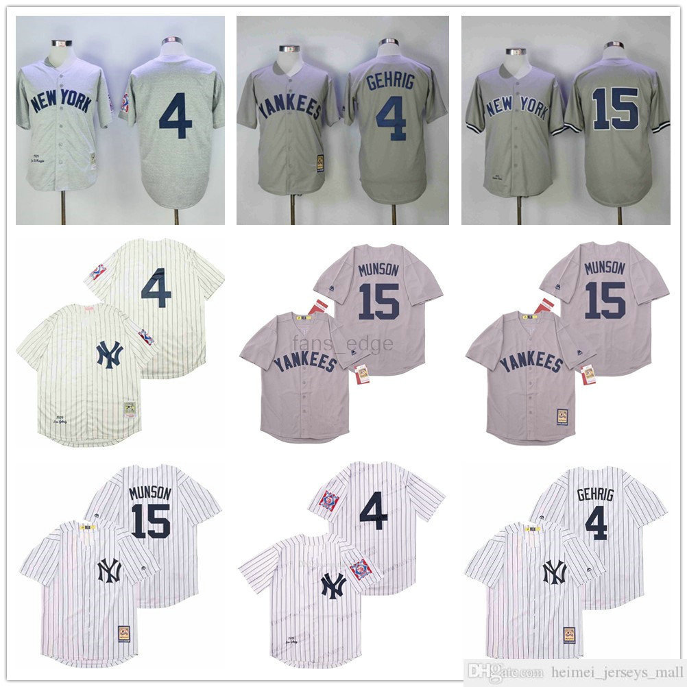 Retro 1939 1951 Vintage Baseball Jerseys 4 Lou Gehrig 15 Thurman Munson Retire Pinstripe White Grey Beige stitched jersey, As picture
Retro 1939 1951 Vintage Baseball Jerseys 4 Lou Gehrig 15 Thurman Munson Retire Pinstripe White Grey Beige stitched jersey, As picture