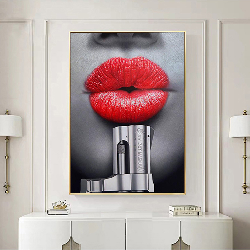 SELFLESSLY Canvas Art Red Lips With Gun Posters and Prints Wall Pictures For Living Room Modern Wall Art Decorative Painting
SELFLESSLY Canvas Art Red Lips With Gun Posters and Prints Wall Pictures For Living Room Modern Wall Art Decorative Painting