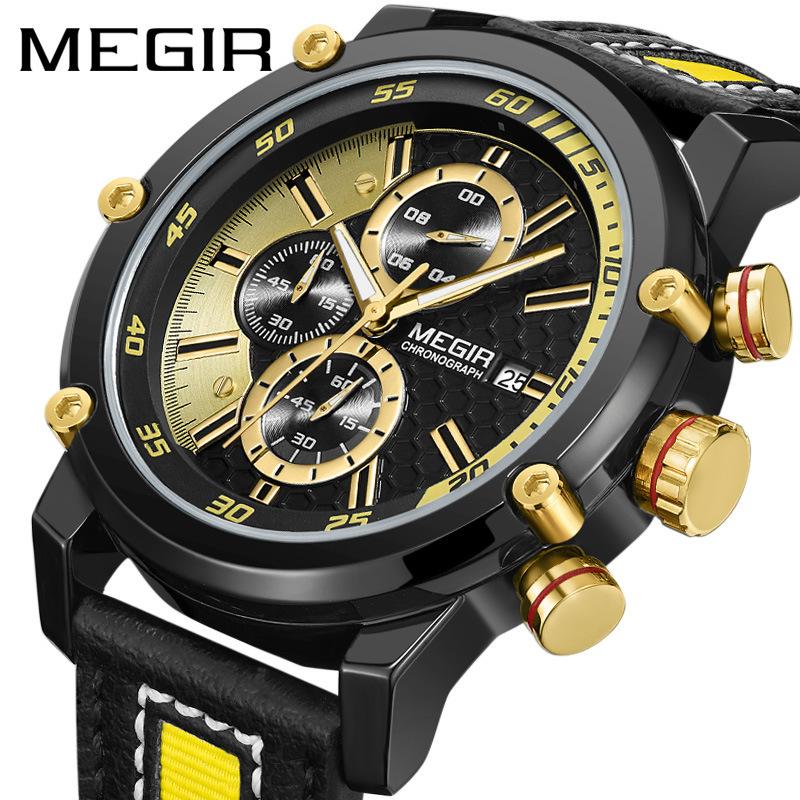 Wristwatches Megir Brand Sports Men's Watch Multi-function Chronograph Calendar Leather Strap Men Clock Relogio Masculino, Slivery;brown
Wristwatches Megir Brand Sports Men's Watch Multi-function Chronograph Calendar Leather Strap Men Clock Relogio Masculino, Slivery;brown