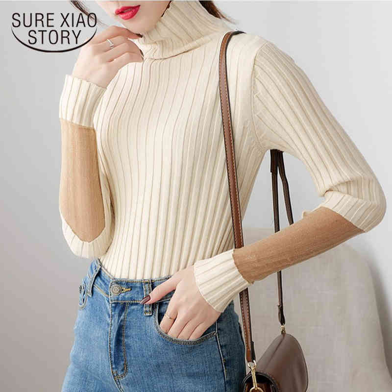 Autumn Winter Pullover Turtleneck Long Sleeve Knitted Casual Women Sweater Slim Jumper Warm Pull Femme 11590 210415