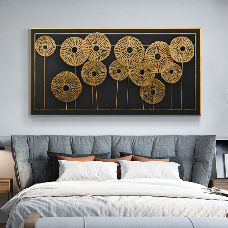 Black Gold Flowers Wall Pictures For Living Room Modern Posters and Prints Decorative Painting Canvas Painting
