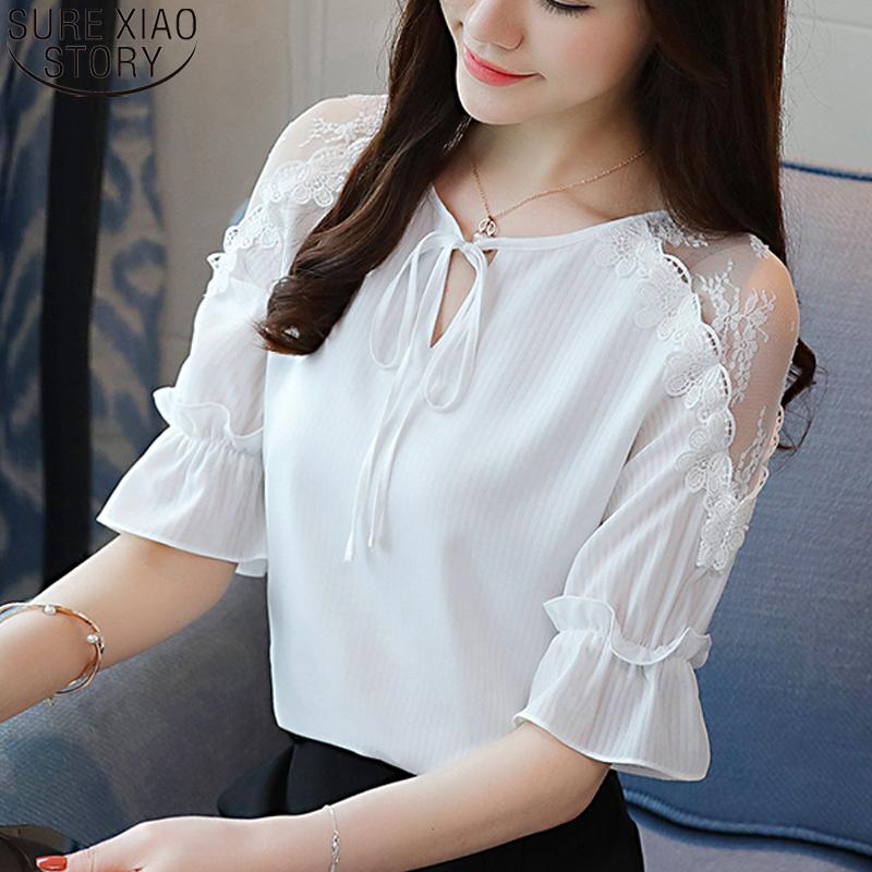 Women's Blouses & Shirts 2022 Summer Women Short Sleeve White Chiffon Flare Lace Spliced Tops Female Bow Ladies Shirt 9209
Women's Blouses & Shirts 2022 Summer Women Short Sleeve White Chiffon Flare Lace Spliced Tops Female Bow Ladies Shirt 9209