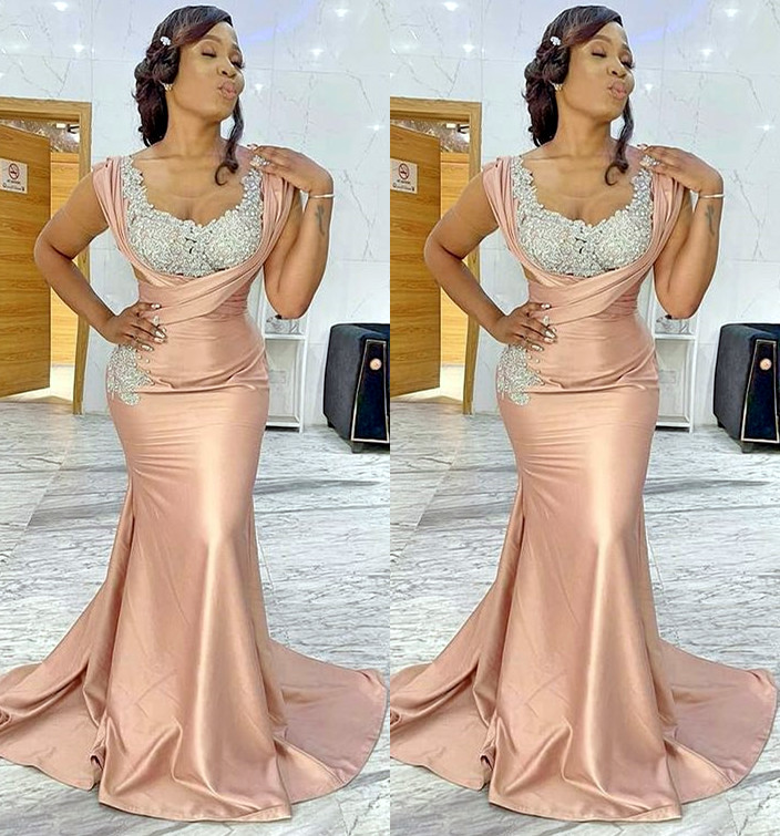 2021 Plus Size Arabic Aso Ebi Mermaid Lace Beaded Prom Dresses Sheer Neck Satin Evening Formal Party Second Reception Bridesmaid Gowns Dress ZJ446