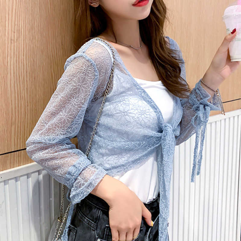 WOMENGAGA Summer Tops Lace Mesh Drawstring Cardigan Sweet Girl Female Full Sleeve Bandage Transparent Shirt Blouse WG3U 210603, Gray-blue
WOMENGAGA Summer Tops Lace Mesh Drawstring Cardigan Sweet Girl Female Full Sleeve Bandage Transparent Shirt Blouse WG3U 210603, Gray-blue