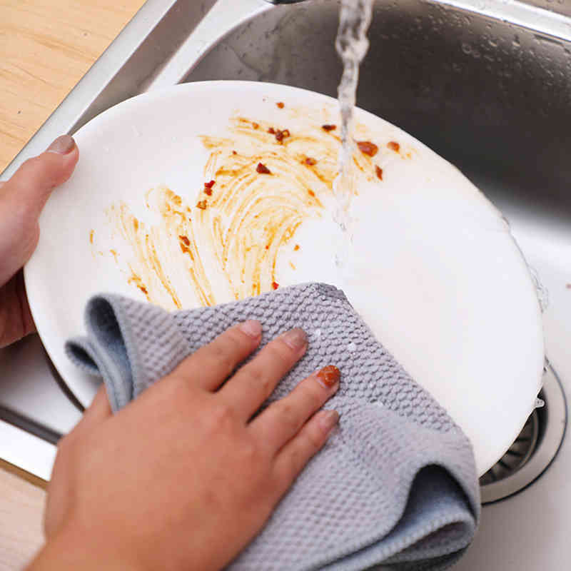 1Pcs Washing Dish Towel Microfiber for Household Cleaning Cloth Wiping Rags 4Colors Kitchen Supplies Anti-grease