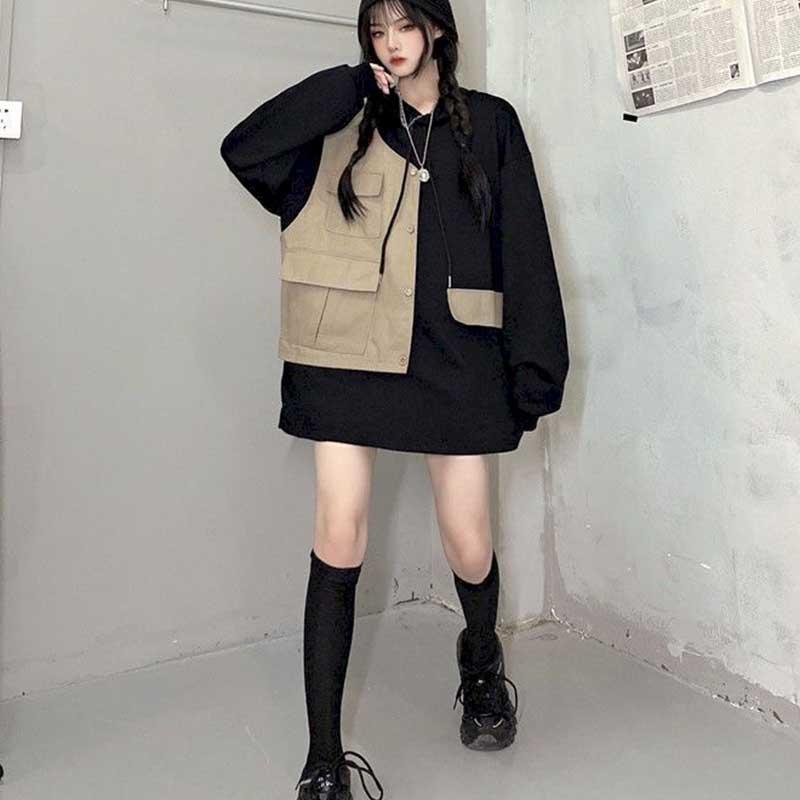 Women' Hoodies & Sweatshirts Autumn Hooded Long-sleeved Design Sense Niche Tops Tide Korean Version Of Ins Personality Stitching Loose Bf, Black
Women' Hoodies & Sweatshirts Autumn Hooded Long-sleeved Design Sense Niche Tops Tide Korean Version Of Ins Personality Stitching Loose Bf, Black