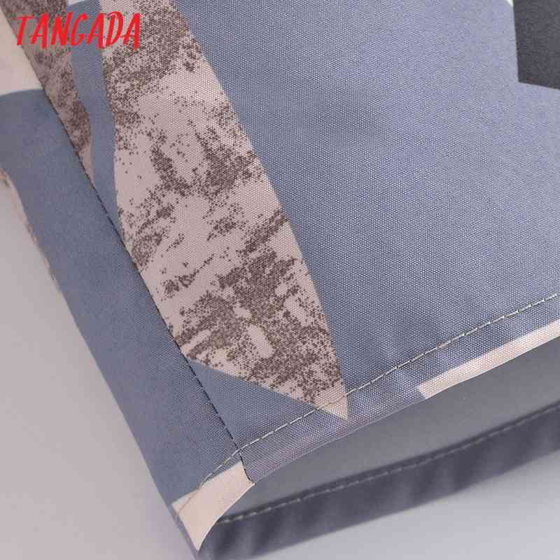 Women Vintage Geometry Print Chiffon Long Sleeve Chic Female Casual Loose Shirt 3A67 210416