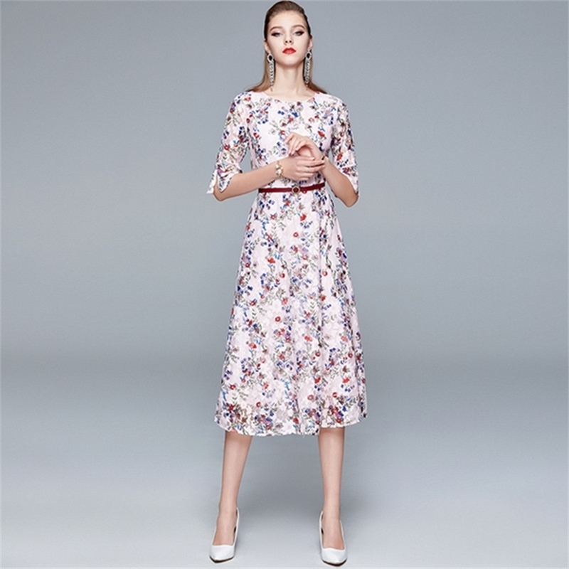 High Quality Print Flower Lace Party Dress Women Summer Fashion Elegant Office Work Dresses 210602, Pink
High Quality Print Flower Lace Party Dress Women Summer Fashion Elegant Office Work Dresses 210602, Pink