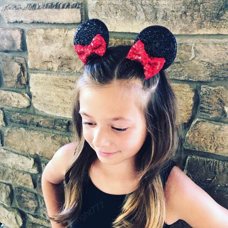 Cute Mouse Ears Clips Kids Sequin Bow Barrettes For Girls Hairpins Chridren Festival Party Hair Accessories