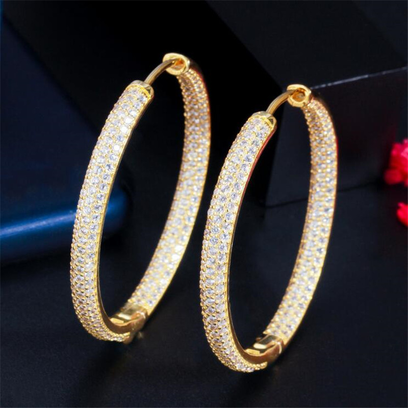Choucong Brand Unique Personality Luxury Jewelry 18K Gold Fill Pave White Sapphire CZ Diamond Gemstones Party Zircon Women Wedding Clip Earring For Lo