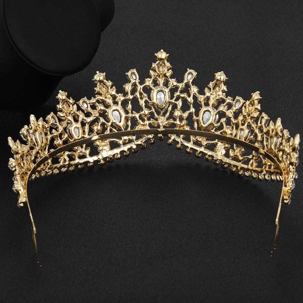 Baroque Rose Gold Pink Crystal Bridal Tiara Crown With Comb Pageant Prom Veil Headband Wedding Hair Accessories 211006