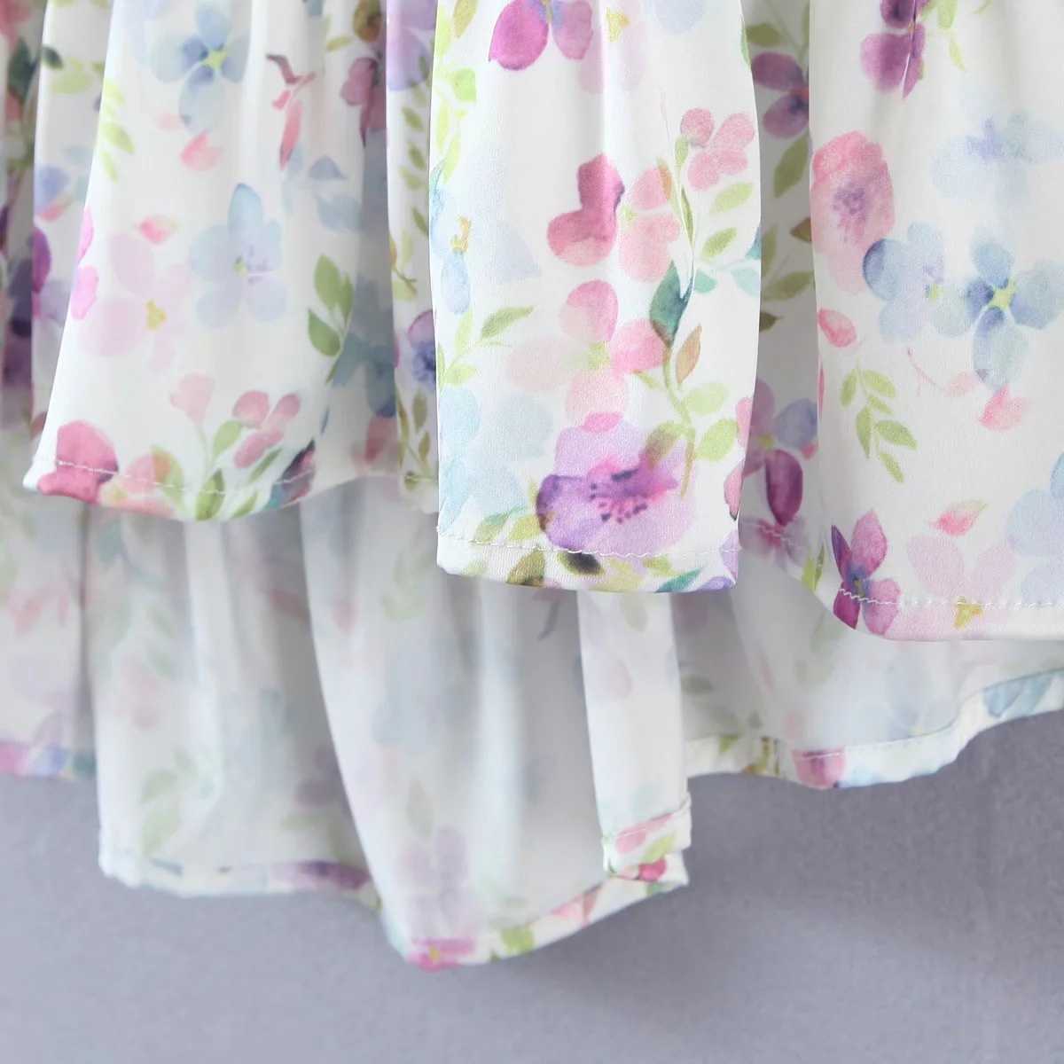 DEAT Women Ruffles Printing Sling Dress V-neck Sleeveless Arrivals Lady Sexy Temperament Fashion Spring Summer 11D1703 210709