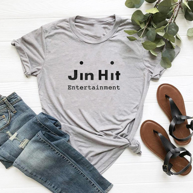 JinHit Entertainment Unisex Kpop T-Shirt Women Fashion Cotton Short Sleeve Tshirt Feminina Letter Printed Women's T-shirts 210406