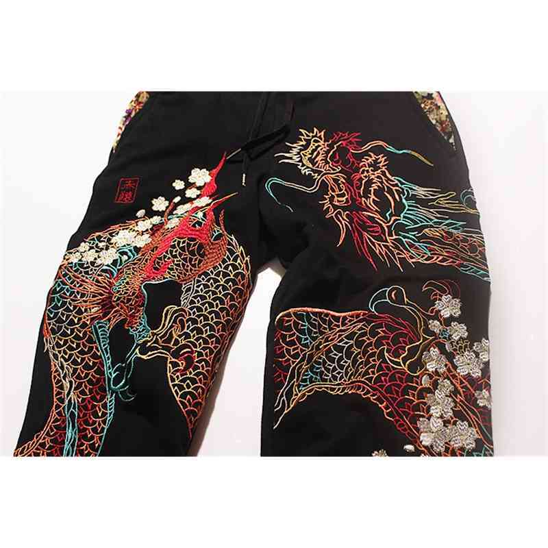 IEFB /men's clothing Autumn sweatpants Chinese dragon embroidered pants fashion streetwear casual drawstring waist pants 9Y3764 210524