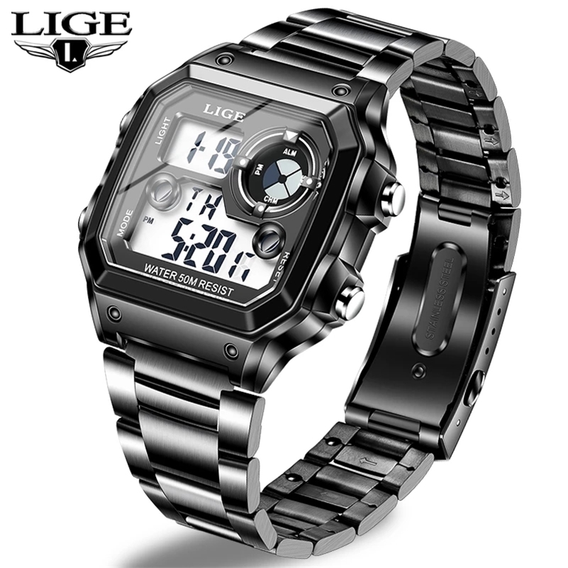 LIGE Sports Men Digital Watch Creative Diving Watches Male Steel Waterproof Wristwatch Alarm Clocks Relogio Masculino 210517, Silicone strap black
LIGE Sports Men Digital Watch Creative Diving Watches Male Steel Waterproof Wristwatch Alarm Clocks Relogio Masculino 210517, Silicone strap black