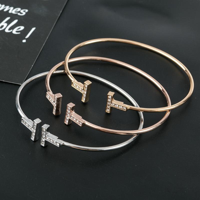Bangle Double T-shaped Couple Bracelet Simple Elastic Opening Adjustable Ladies Alloy Gift, Black
Bangle Double T-shaped Couple Bracelet Simple Elastic Opening Adjustable Ladies Alloy Gift, Black
