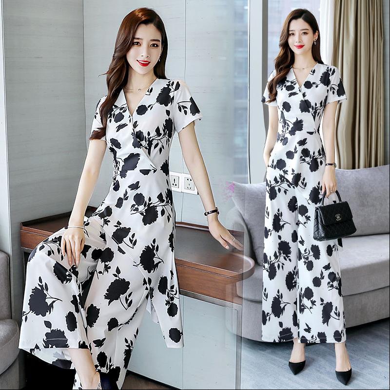 bicycles european chiffon women dress wide leg pants casual summer korean fashion style printed 2 piece set, White
bicycles european chiffon women dress wide leg pants casual summer korean fashion style printed 2 piece set, White