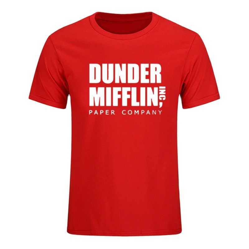 Men Short Sleeve The Office TV Show Dunder Mifflin Paper T-Shirt O- Neck Tee Shirts For Print Cotton T Shirt 210629