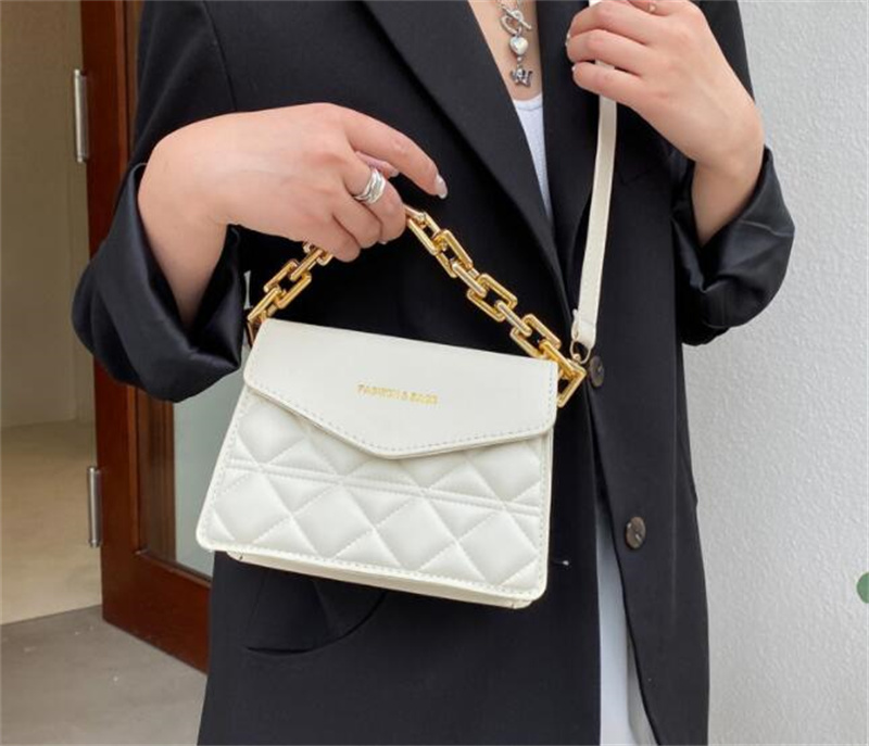 Bags Saddle Women Axillary Thick Chain Satchel Shoulder Bag Hobo Handbags Lattice Patterns Lady Tote Crossbody Messenger Purse