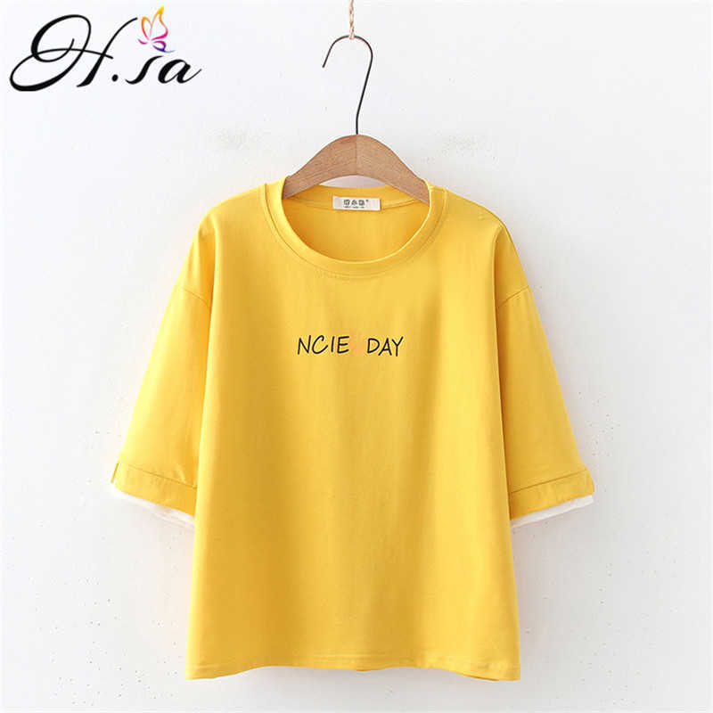 Hsa Basic Cotton T Shirt Women Summer Loose Cartoon Cats Printed Tees Casual Loose Tshirt Korean O Neck Female Tops 210716