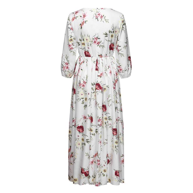 Women Vintage Dress Casual Half Sleeve Boho Dresses Swing Floral-printed Holiday Fashion Print Elegant
