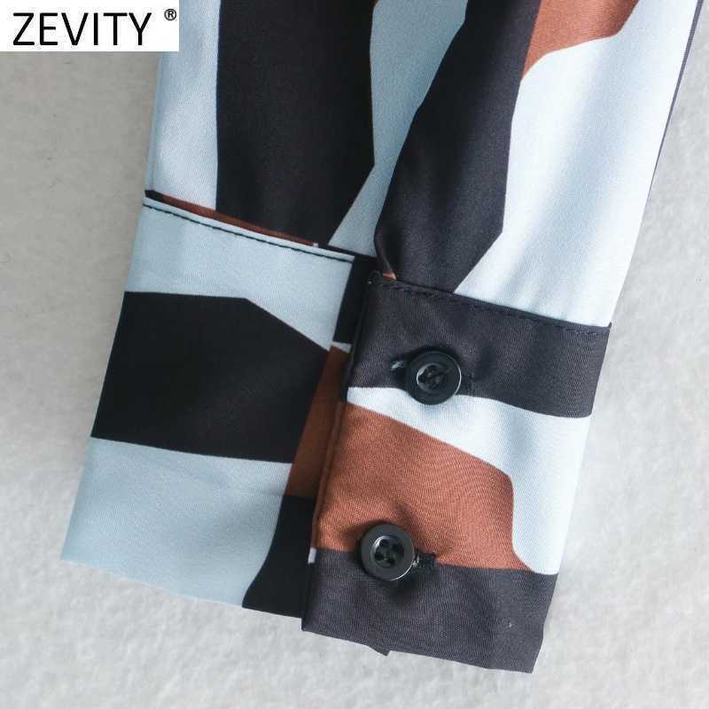 Zevity Autumn Women Vintage Contrast Color Geometric Print Bow Tied Sashes Midi Dress Ladies Chic Long Sleeve Vestido DS4768 210603