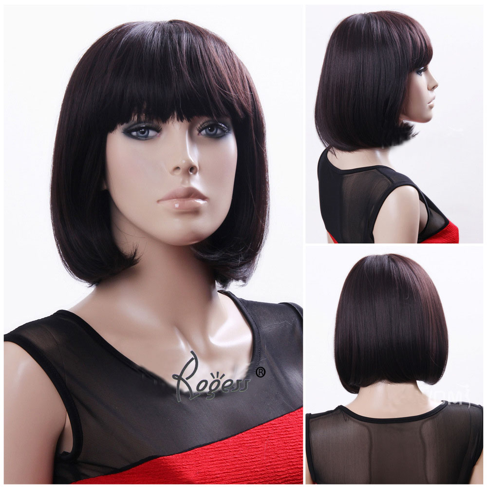Beautiful Short Bob High Temperature Brown Straight Hair wig for Fashion Ladys Daily Life Cosplay