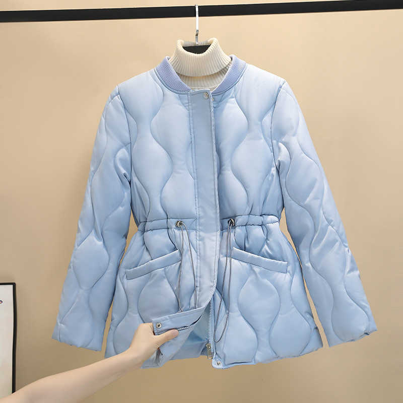 Mid-length Cotton Parkas Jacket Women's Winter Waist Women Coat 211013