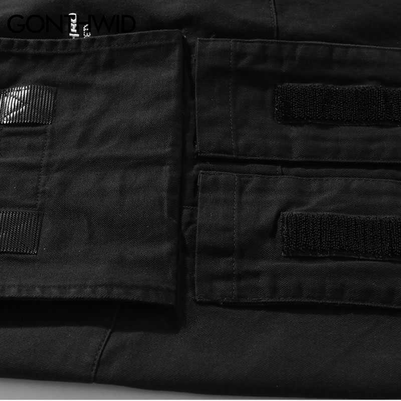 GONTHWID Side Buckle Multi Pockets Cargo Shorts Mens Fashion Casual Short Trousers Streetwear Hip Hop Elastic Waist Pants 210714