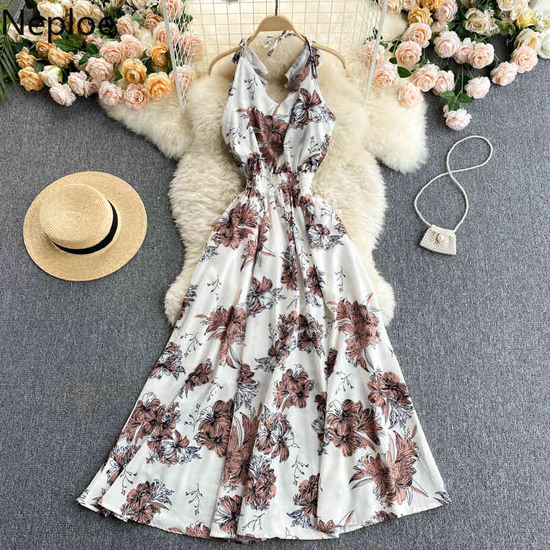 Neploe Beach Holiday Dress Women Summer Robe Hollow Out Backless Sexy maxi Dresses Ruffled Slim Robe Vestidos Mujer 4i627 210422