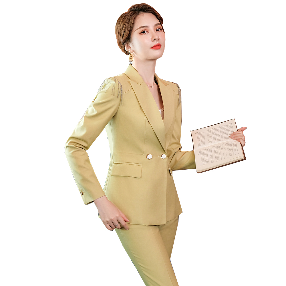 Women' Suits & Blazers Fashion Ladies Yellow Black White Formal Pant Suit Latest Spring Uniform Design Business 2 Piece Coat Blazer Set for, Yellow 2 piece set
Women' Suits & Blazers Fashion Ladies Yellow Black White Formal Pant Suit Latest Spring Uniform Design Business 2 Piece Coat Blazer Set for, Yellow 2 piece set
