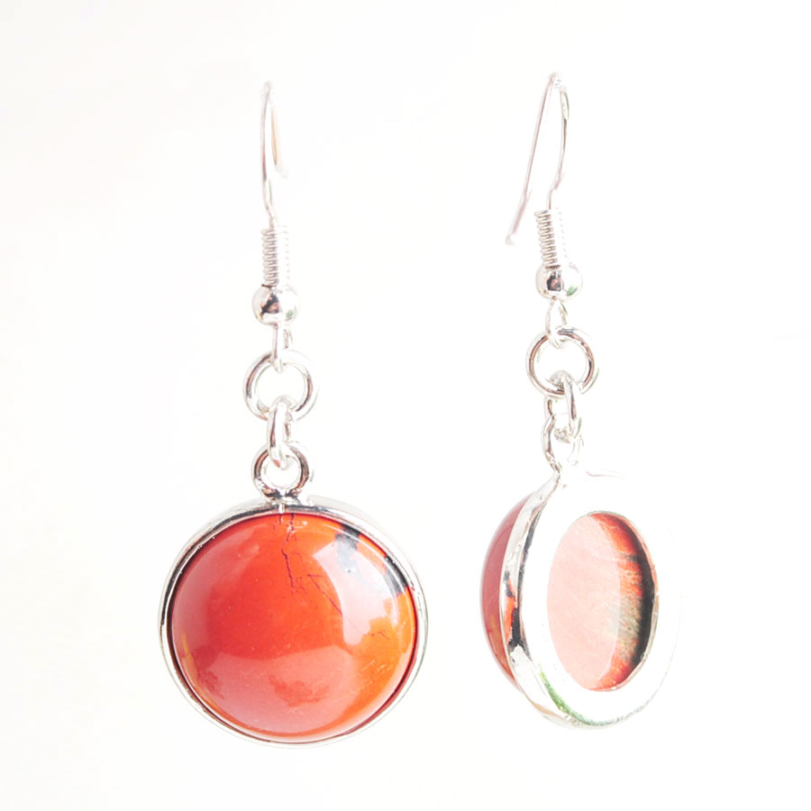 WOJIAER Women Dangle Hook Earring Natural Tigers Eye Agate Crystal Round Gem Stone Drop Earrings Beads Healing Jewellery BR804