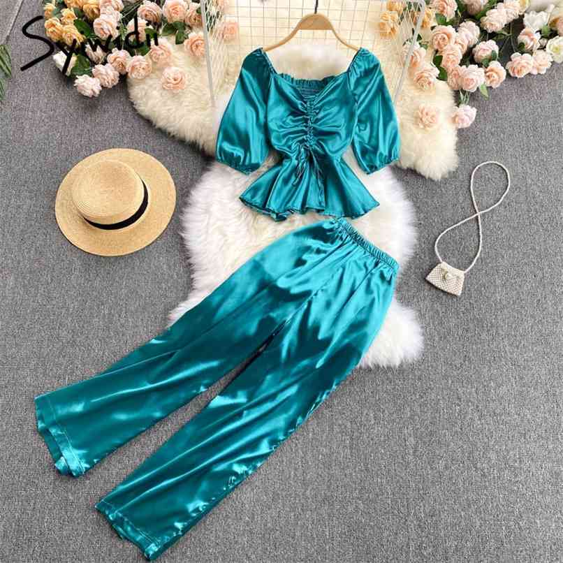 2 Piece Sets Women Summer Beach Party V Neck Folds Back Elastic Lace Up Short Tops and Wide Leg High Waist Pants 210607, Apricot
2 Piece Sets Women Summer Beach Party V Neck Folds Back Elastic Lace Up Short Tops and Wide Leg High Waist Pants 210607, Apricot