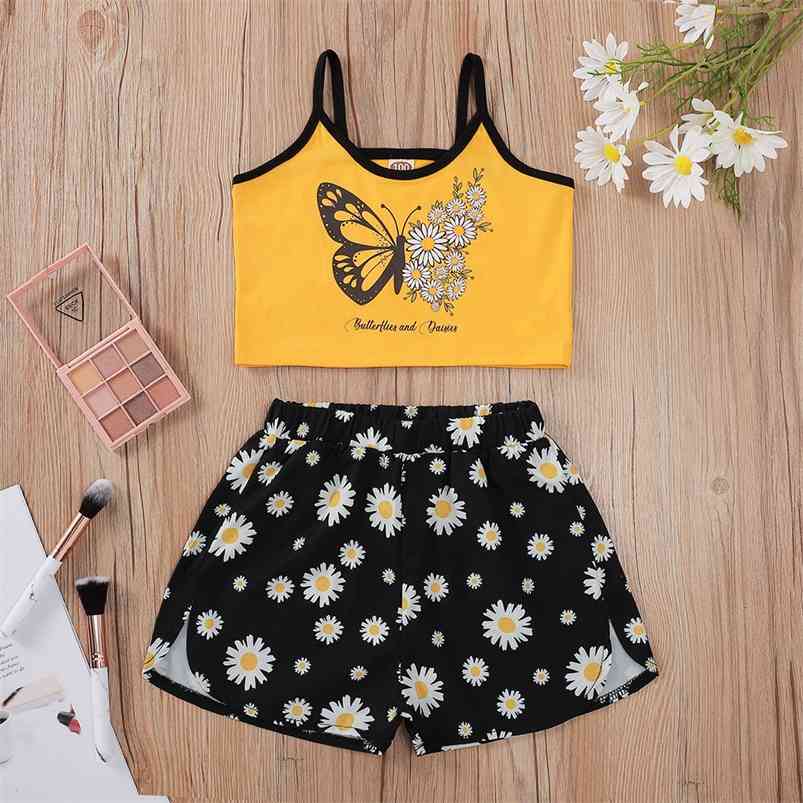 Summer Children Sets Strap Print Butterfly Tops Floral Shorts Cute 2Pcs Girls Boys Clothes Set 3-10T 210629, Yellow
Summer Children Sets Strap Print Butterfly Tops Floral Shorts Cute 2Pcs Girls Boys Clothes Set 3-10T 210629, Yellow