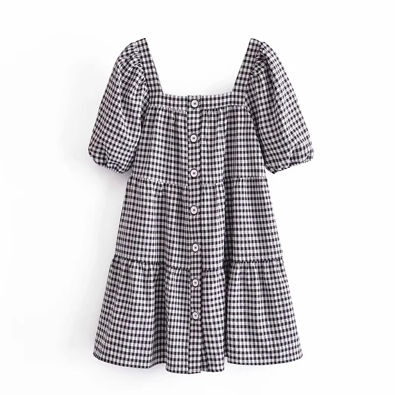 Elegant Summer Plaid Square Collar Za Mini Dress Vintage Casual Female Ruffle Short Ruffle Sleeve Short Summer Dresses 210521, Black
Elegant Summer Plaid Square Collar Za Mini Dress Vintage Casual Female Ruffle Short Ruffle Sleeve Short Summer Dresses 210521, Black