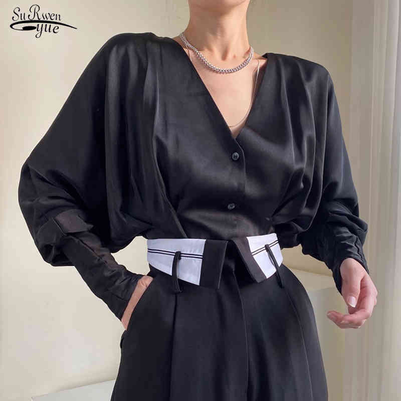 Korea Waistband Glossy Satin Shirt Button Up Silk Vintage Blouse Women White Lady Long Sleeves Female 12787 210521, Black
Korea Waistband Glossy Satin Shirt Button Up Silk Vintage Blouse Women White Lady Long Sleeves Female 12787 210521, Black